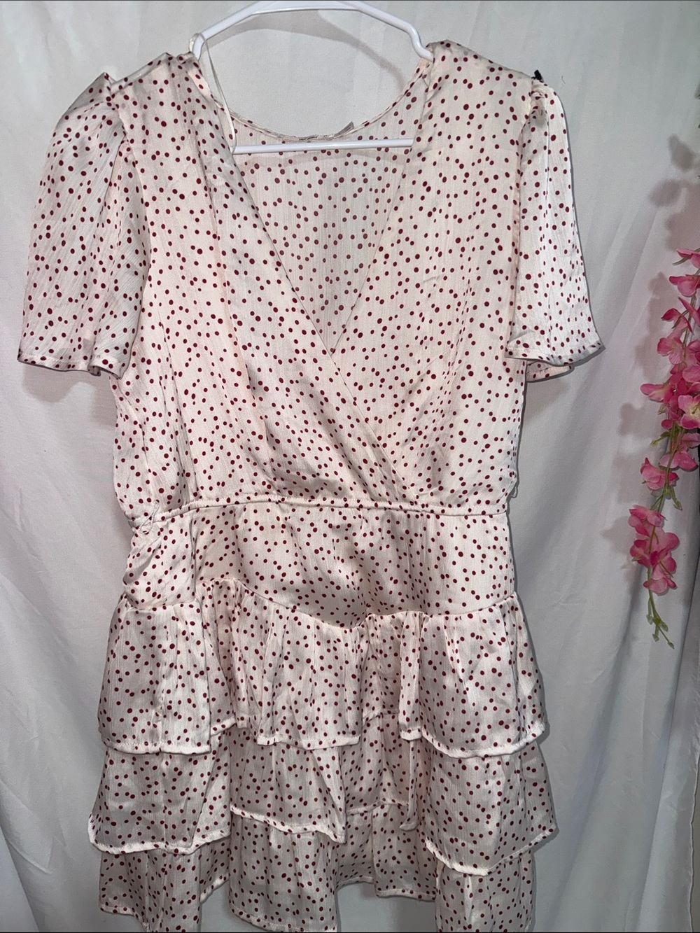 miami Ivory Polka Dot Mini Dress with Red Spots
